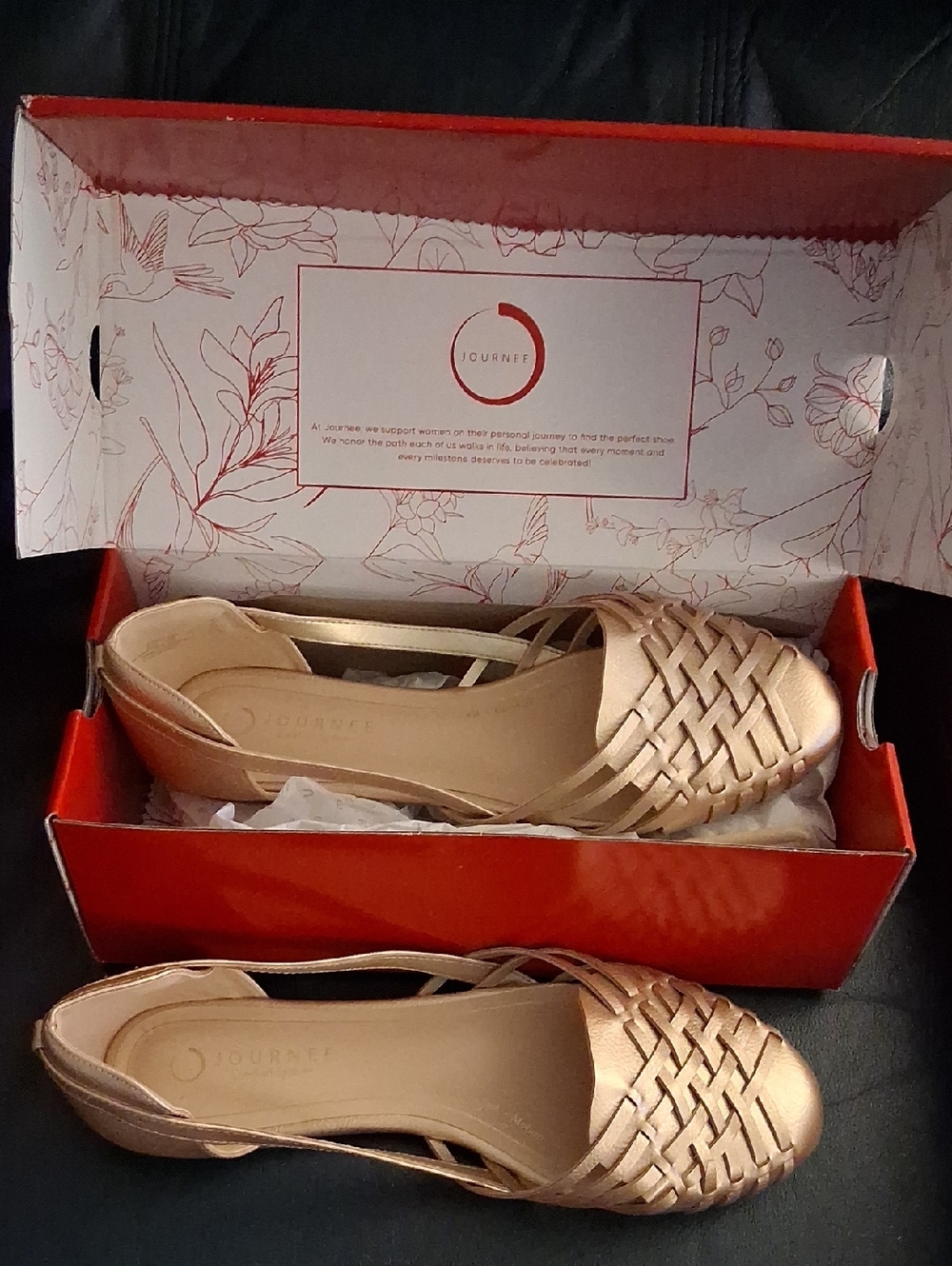 Journee Ekko Champagne Gold Slip-on Summer Huarache Flats Vegan Leather Sz 12W - Picture 4 of 9